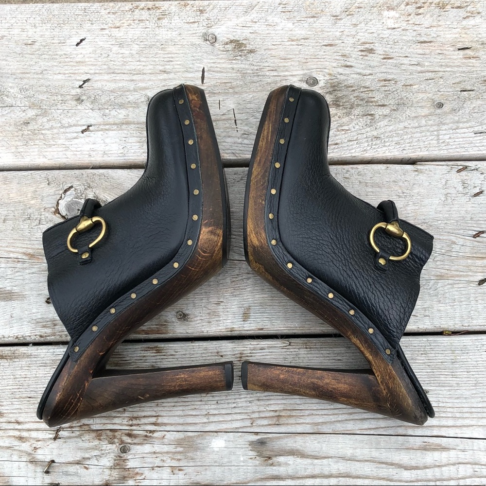 Gucci Horsebit Clogs 8.5 Black Shoes Vintage Mules - Picture 3 of 14